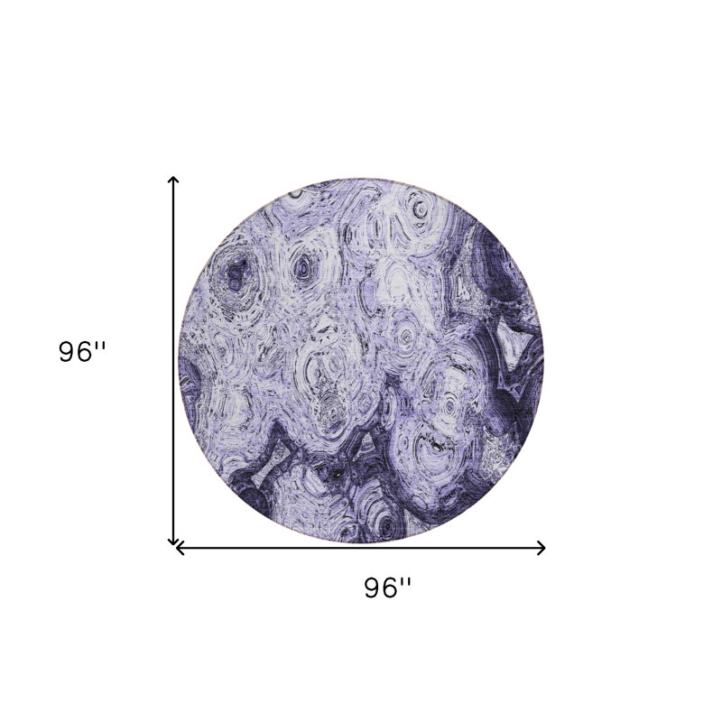 Tapis d'intérieur rond lavable abstrait mauve et lavande 8 pi