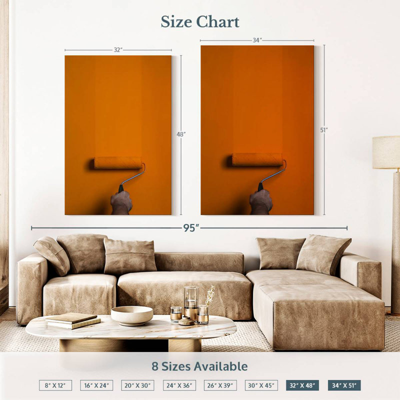 Orange Paint Roller, 51" H x 34" W