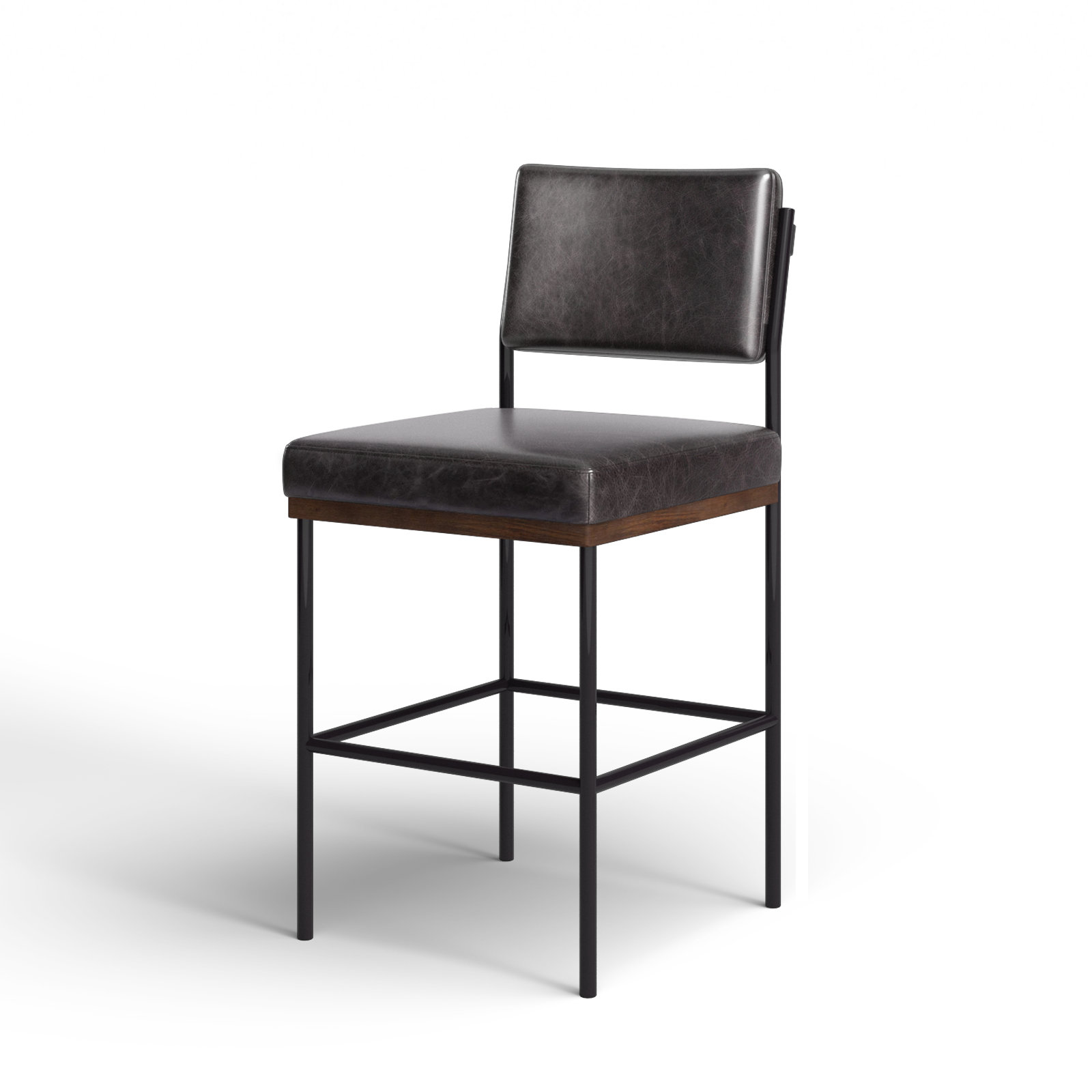 Popovich Bar and Counter Stool, Sonoma Black/Genuine Leather, Bar Stool (30.3" Seat Height)