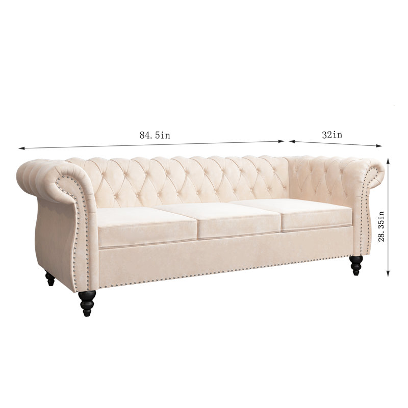 Canapé rembourré 83,85 po Adedapo, Velours beige