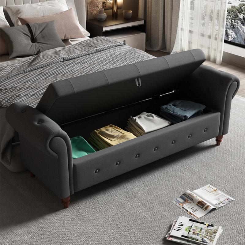Banc de rangement Viky, Gris foncé