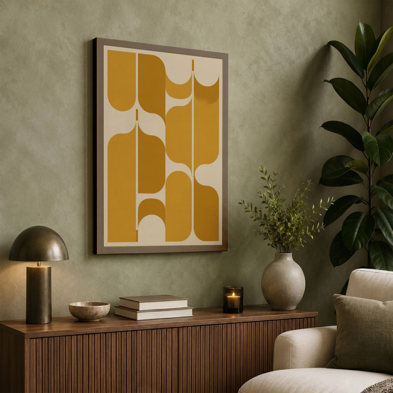 Ochre Forms Mid-Century - Wrapped Canvas, Black Border, 24x16 - 61.0 x 40.6 cm