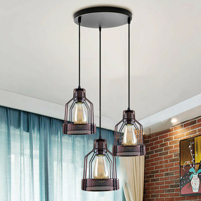 Healdton 3 - Light Rustic Red Cluster Pendant