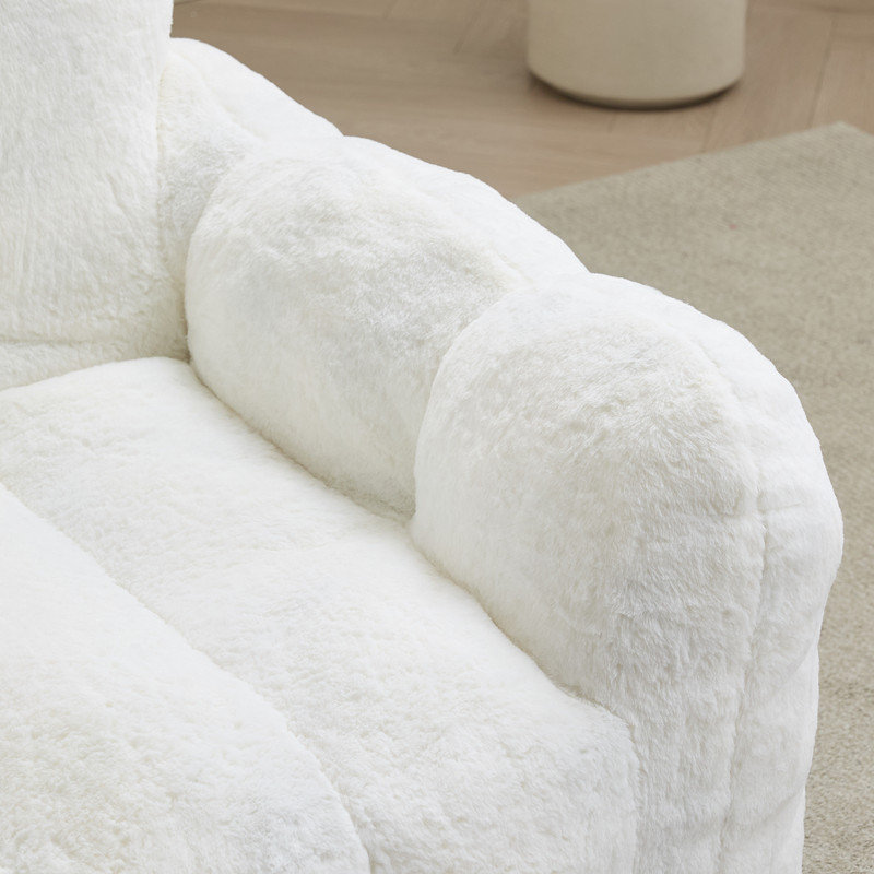 Fauteuil à billes en sherpa moelleux blanc, Blanc