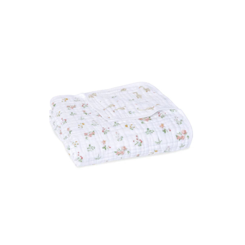 Couverture en mousseline, motif floral champêtre