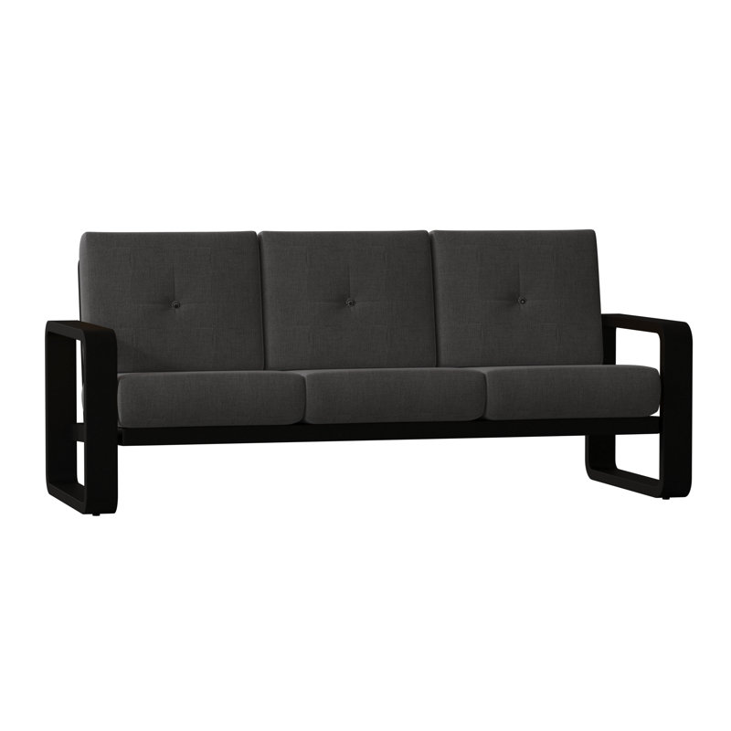 Vale 83.5'' Wide Aluminum Patio Sofa, Spectrum Indigo Sunbrella® Plainweave, Textured Black