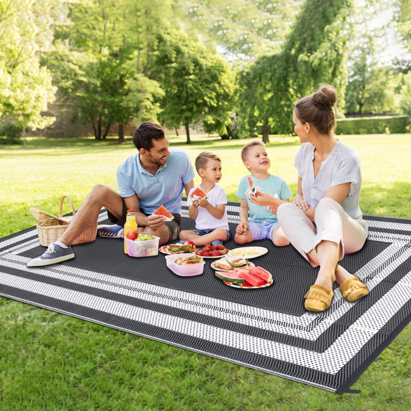 Outdoor Rug 10x14ft - Waterproof Reversible Plastic Straw Mat - Lightweight, Collapsible, Easy Clean for Porch, RV, Camping, Deck - Gray/White, Size: 10x14ft, USA