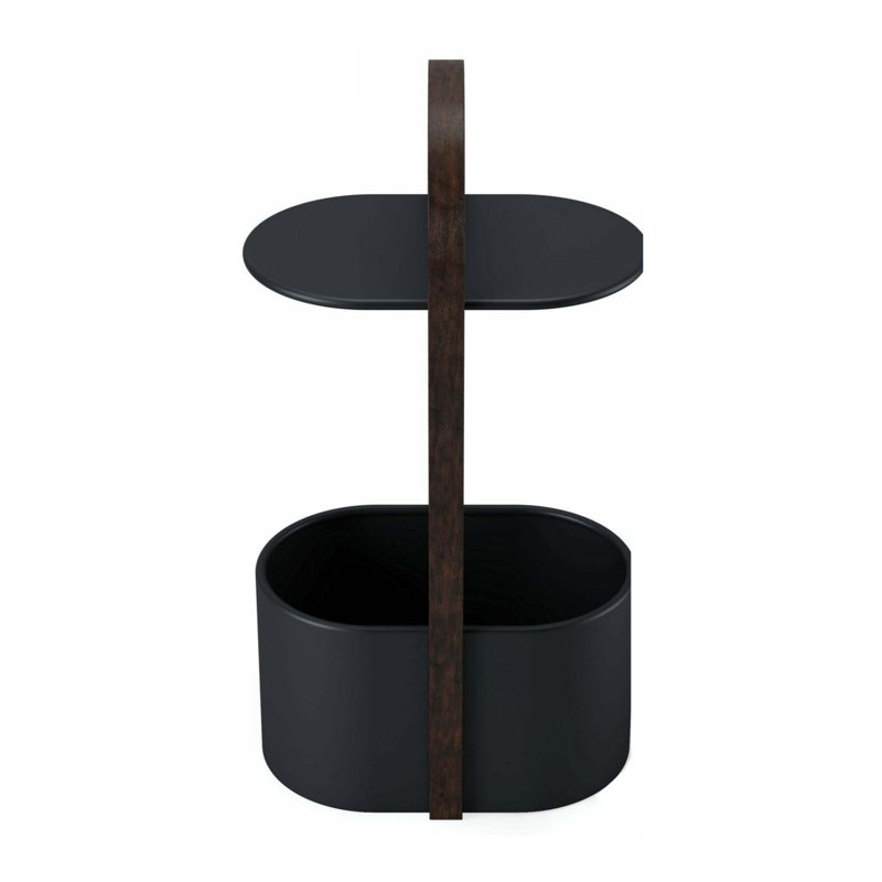 Bellwood Modern Round Wood & Metal Storage Side Table