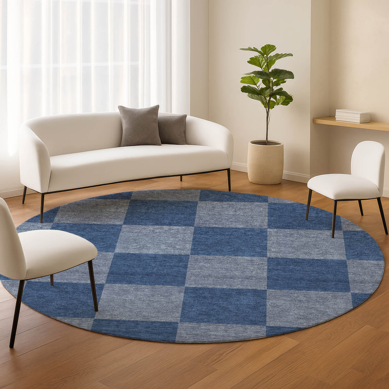 Machine Washable Indoor/Outdoor Buster ACN2345 Geometric Rug, Round 8'