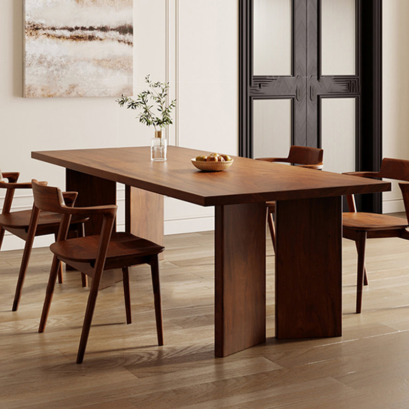 Nut-brown Rectangular Solid Wood Dining Table, 29.53"H x 70.87"L x 31.5"W