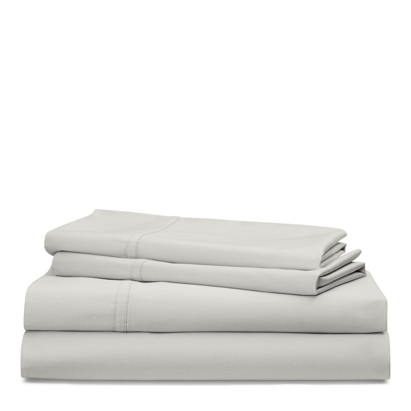 Spencer Solid 475 Thread Count 100% Cotton King Sheet Set, Stone Gray, King