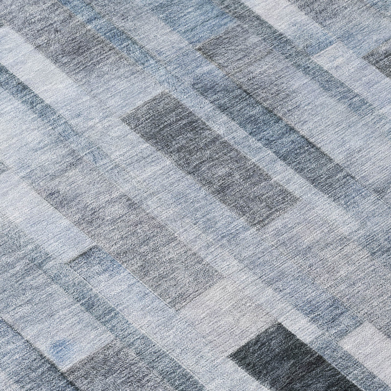 Tapis bleu intérieur / extérieur lavable à la machine Claudian ACN1630, Rond 8 pi