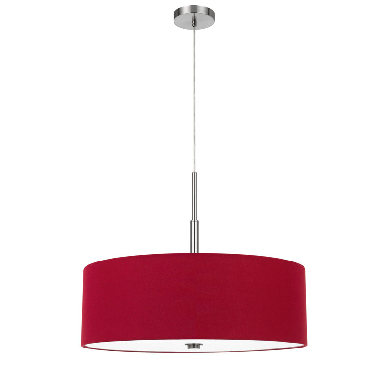 Luminaire suspendu tambour simple à 4 lumières Demani, Rouge, 7