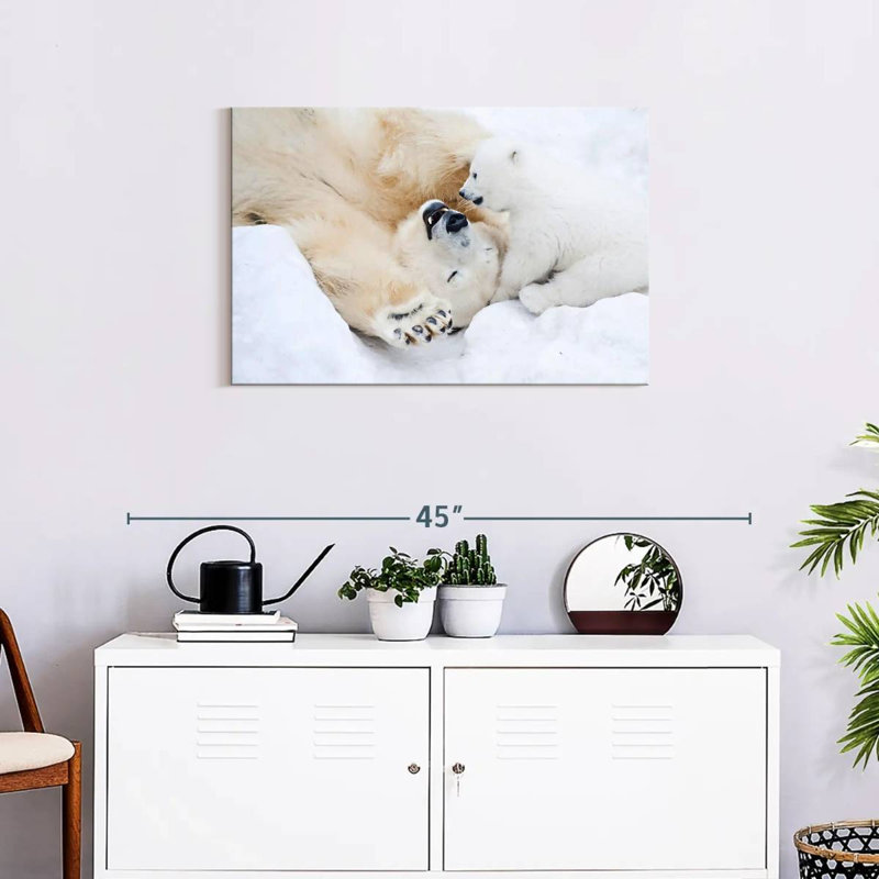 Brampt Polar Bear With Her Cub, 20" H x 30" W