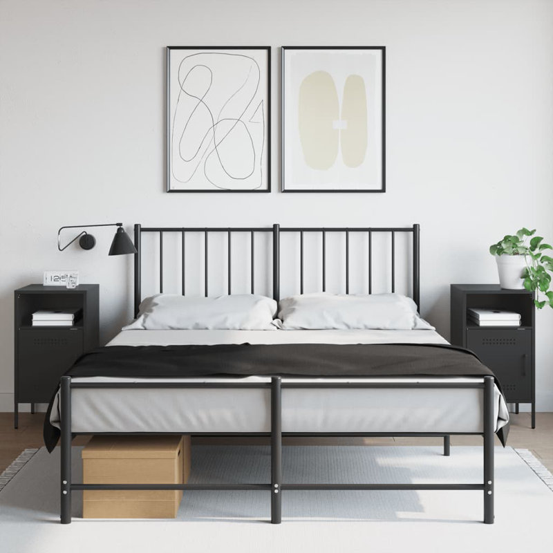 Bedside Cabinets 2 pcs 36x39x68 cm Steel, Black