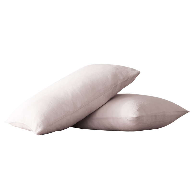 Set of Two Champagne Pink Linen Pillowcases