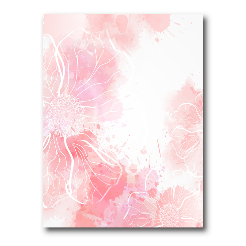 Abstrait fleurs roses éclaboussures I - Impression sur toile, H 40 po x l 30 po x 1,5 po, Toile tendue