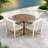 5-piece Patio Dining Table Set Included 1 Extendable Coffee Table, 4 Rattan Arm Chairs With Cushions And Iron Frame