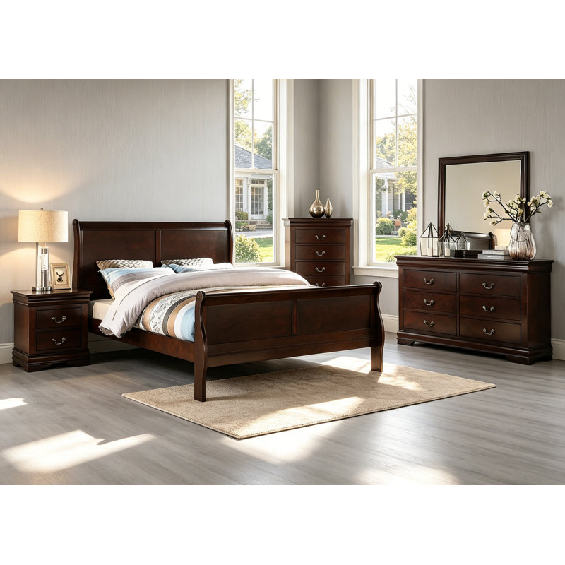 5 Piece Gillett, Queen, Dark Cherry