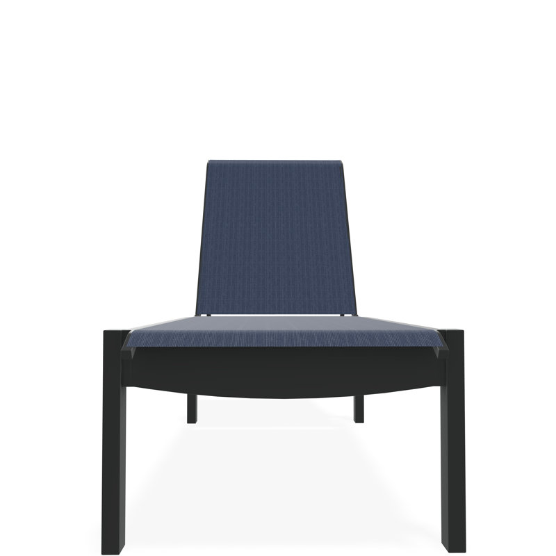 Chaise longue sans accoudoirs empilable en polymère avec accoudoirs Leeward, Mavi, Graphite