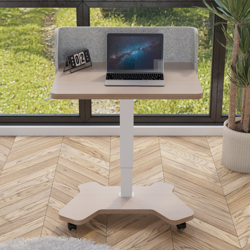 31‘’ Pneumatic Standing Table With Desk Divider, Wood