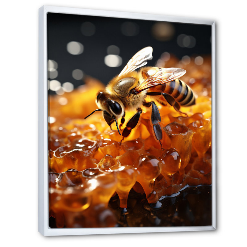 Bee Translucent Glistening - Animals Bee Canvas Prints, White Floater Framed, 20" H x 12" W x 1" D