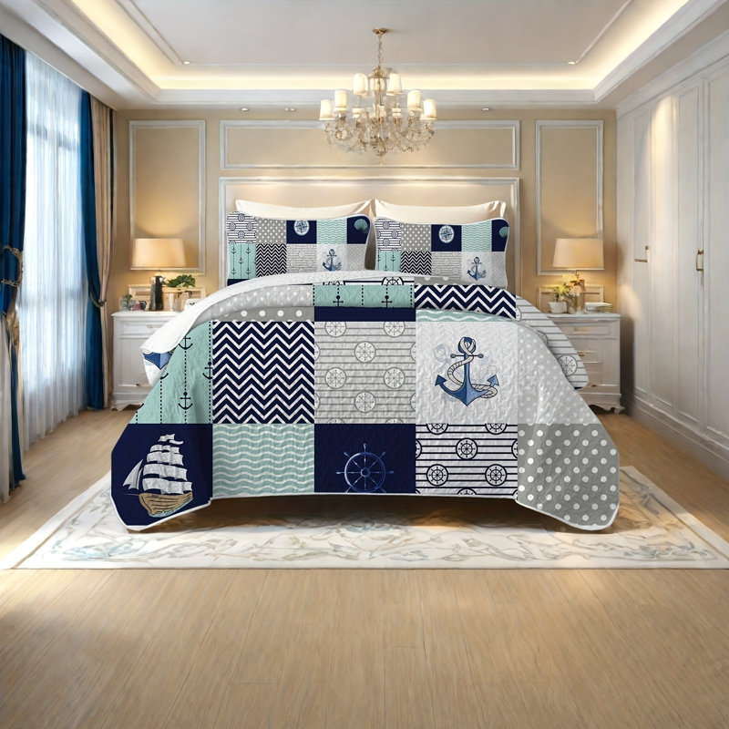 3 Pieces Quilt Set, Vintage Bedding Coverlet, All Seasons Quilt Cover, Rustic Quilted Blanket Bedding Sets With Pillow Shams, Modern Style Thin Comforter, 2 Pieces Twin Quilt Set