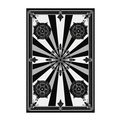 Machine Washable Pacen Red Carpet Event Posh & Luxe Starburst Rug in Gray – Black Binding