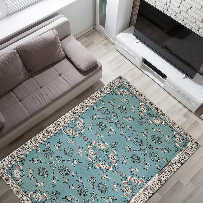 Floral Elegance in Soft Pile Printed Rug Featuring a Stunning Tapestry of Blossoms Against a Contrasting Background