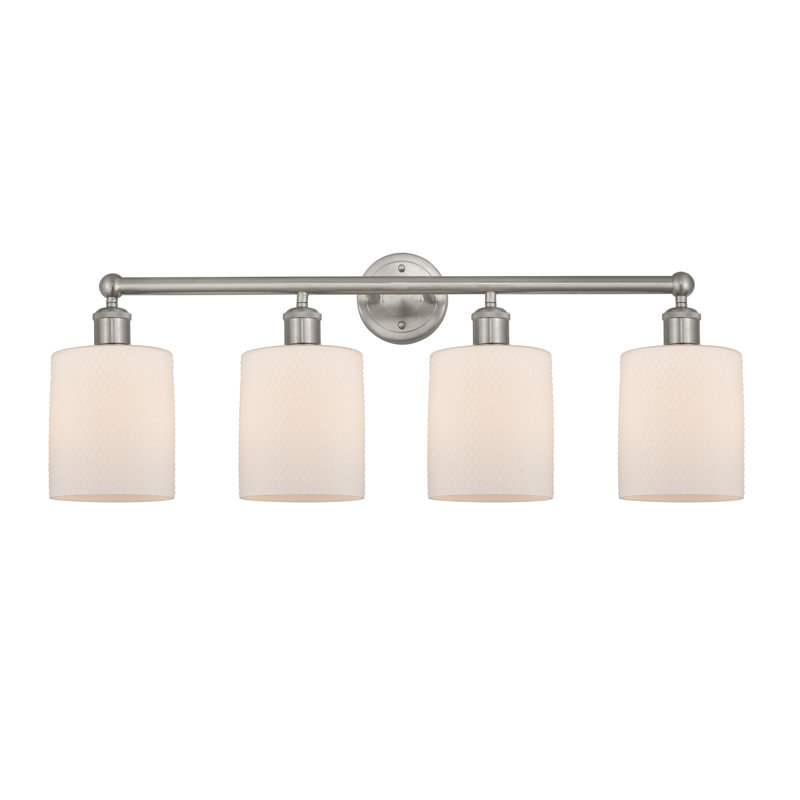 Éclairage pour meuble-lavabo 4 lumières 32 pouces Karon, Blanc mat, Nickel satiné brossé
