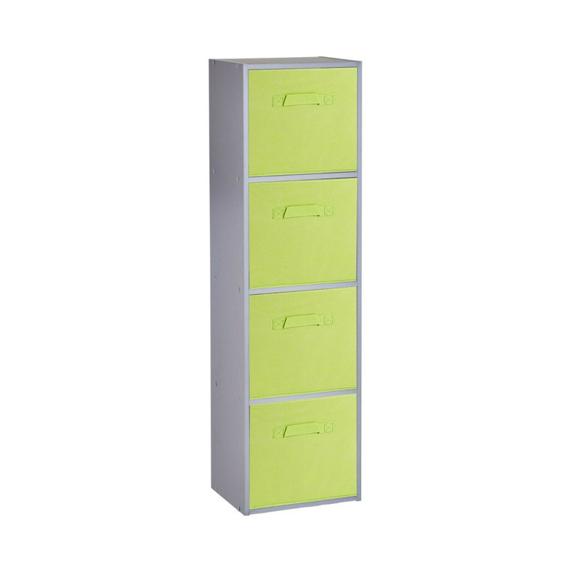 Cynera 106 cm H x 30 cm W Cube Bookcase, (3 Shelves) 79.5cm H x 30cm W x 23.5cm D, Grey/Green