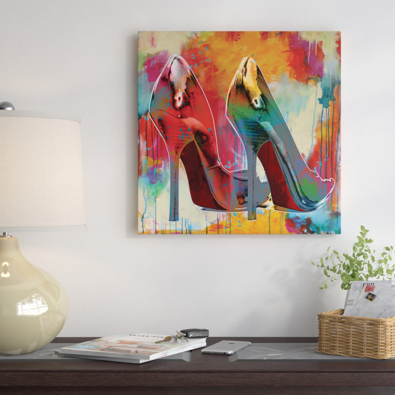 « stilettos i », reproduction d’impression sur toile tendue, H 18 po x l 18 po x P 1,5 po, Pas de tapis