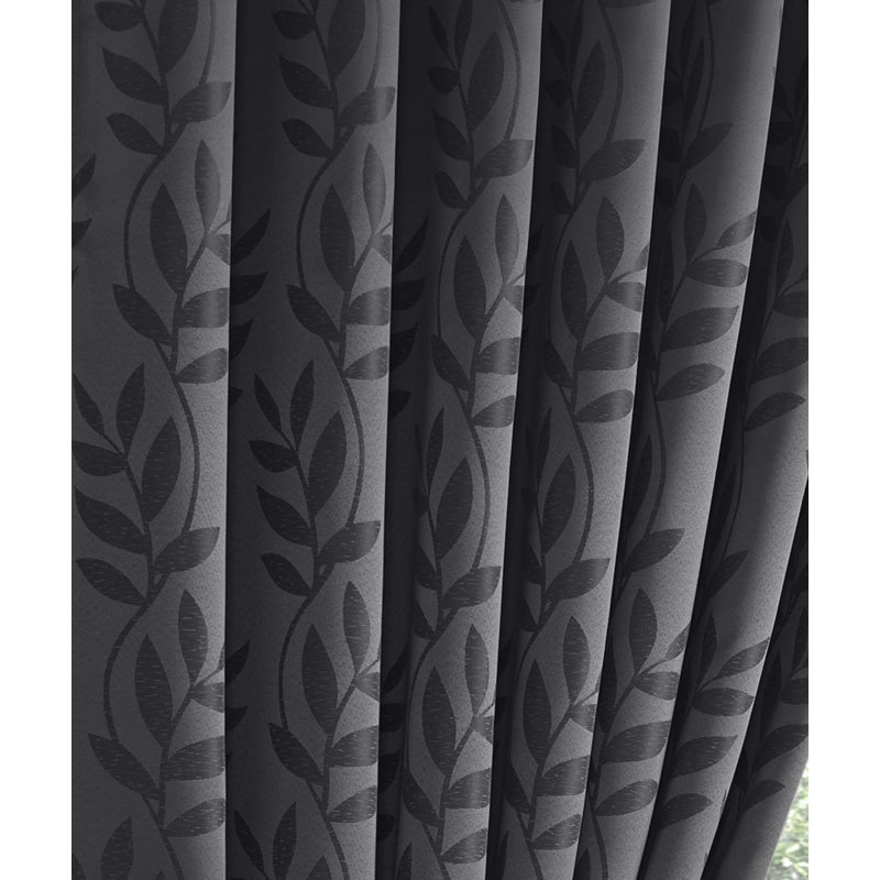 Becquere Tivoli Eyelet Ring Top Curtains, Width 167 x Drop 228 cm, Charcoal