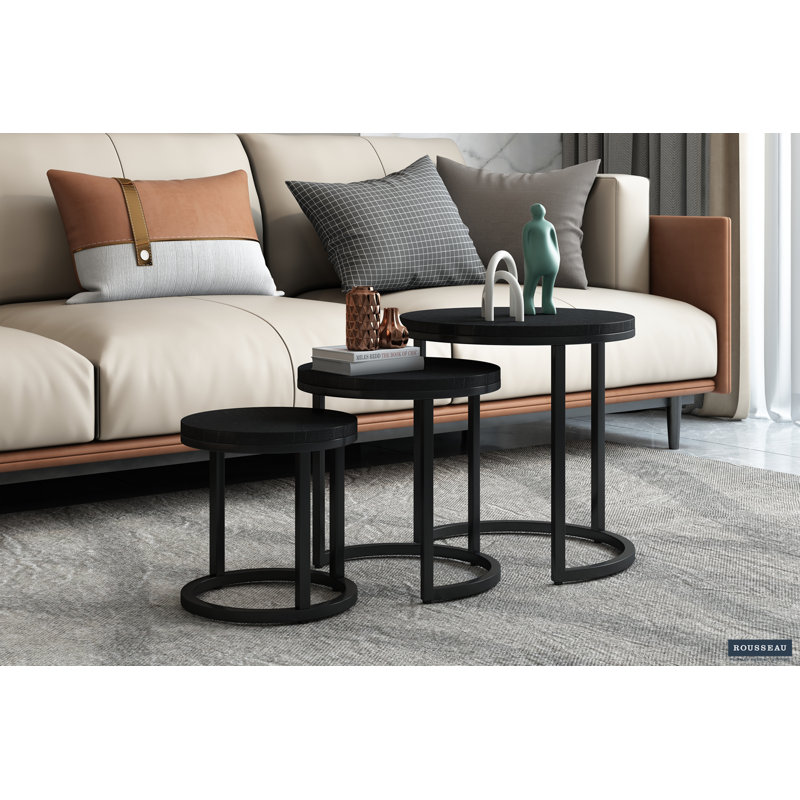 Jean 3 Piece Nest of Tables, Mango Black