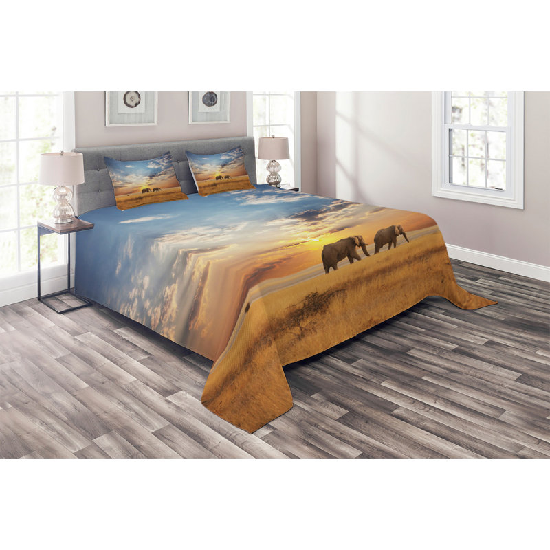 Rustic Polyester Coverlet, King Bedspread + 2 Shams