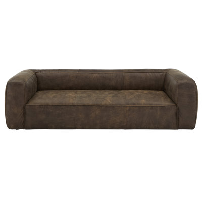 Dupo 94" Genuine Leather Tuxedo Arm Sofa