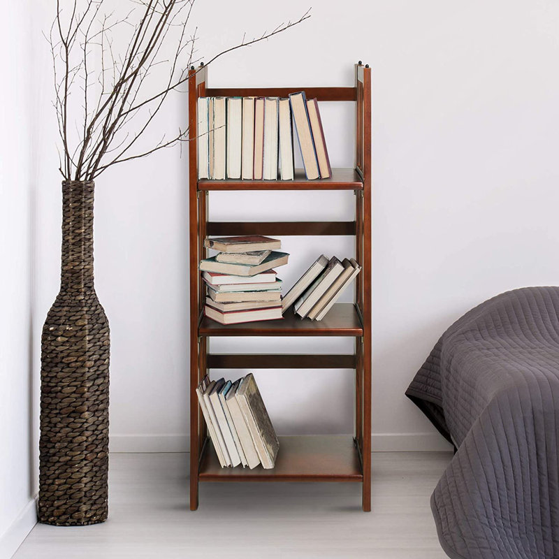 Bibliothèque standard en bois massif H 38 "x l 14", Noyer