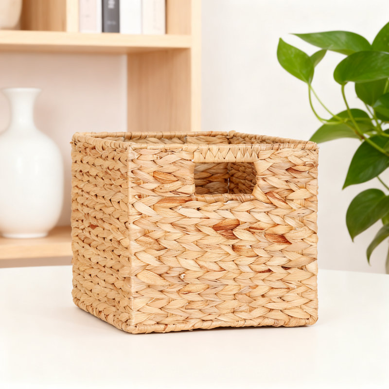 Ensemble de 3 paniers de rangement en jacinthe d'eau naturelle, paniers en osier tissés à la main avec poignées pour l'organisation à la maison