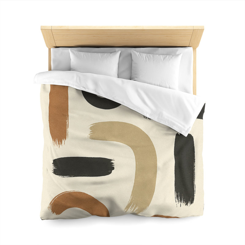Microfiber Duvet Cover Boho Style, Design 71, Queen Duvet Cover, White