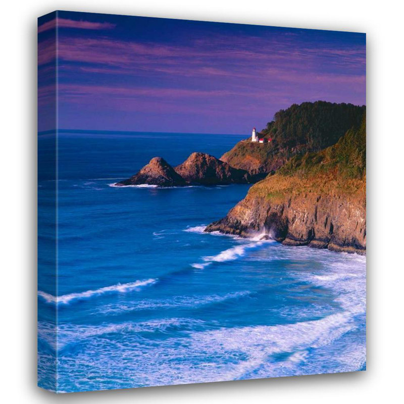 Reproduction d'art sur toile Beachcrest Home ™ Leahy, Ike, titrée: Phare de Heceta Head, H 18 po x l 15 po