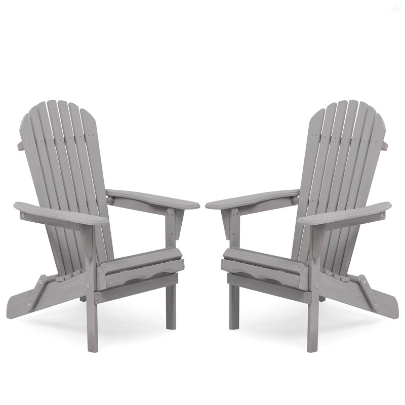 Ensemble de 2 chaises longues en bois massif pour l'extérieur, Gris