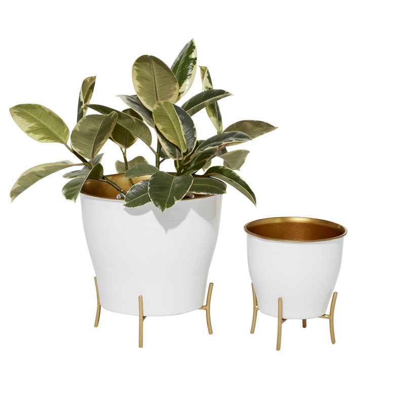 Planter, White/Gold