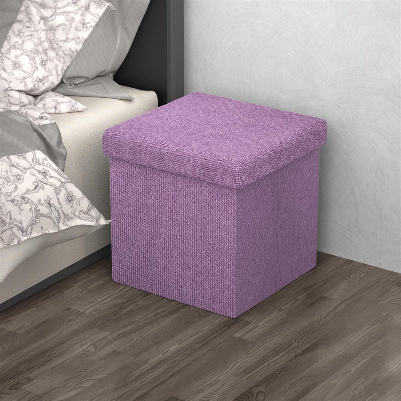 Ewaoluwa 38cm Wide Square Solid Colour Ottoman with Storage, Purple
