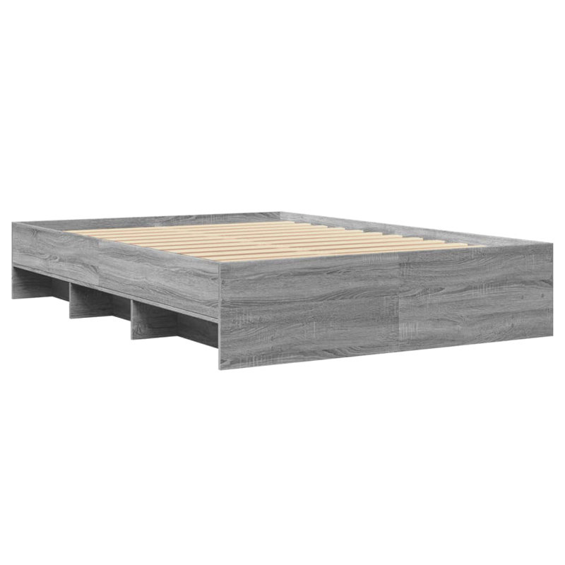 Bed Frame, European Double (140 x 200 cm), Grey Sonoma