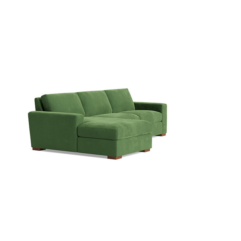 Couch Potato Chaise Sectional, Performance Velvet - Ivy, Left Hand Facing