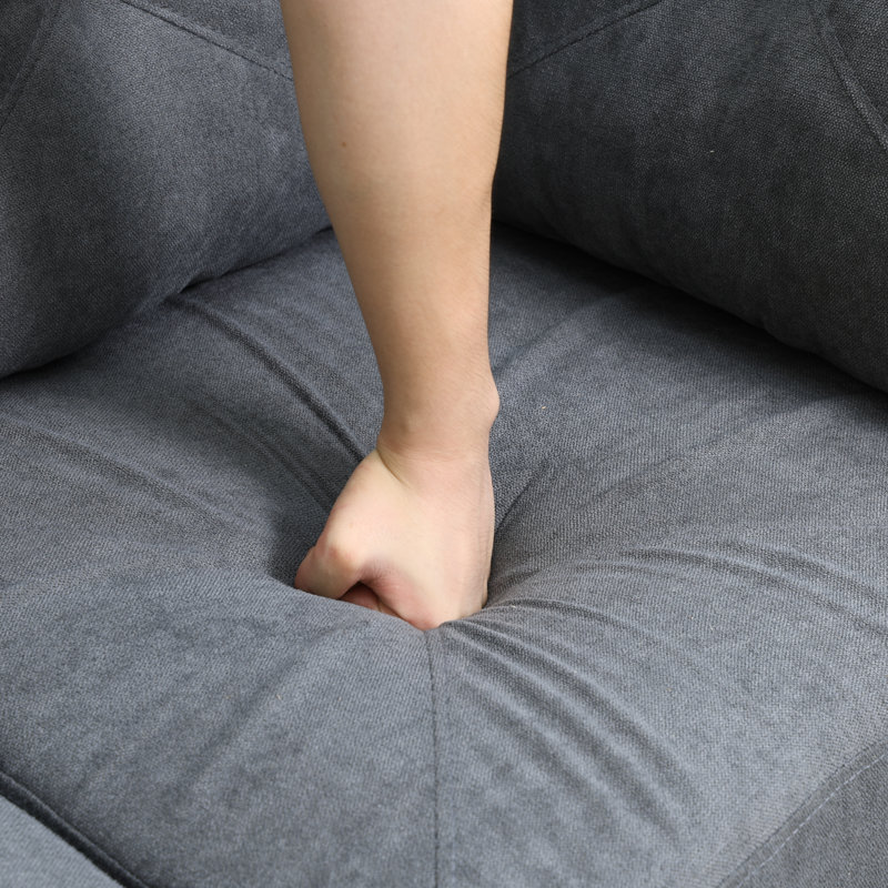 Canapé modulaire rembourré réversible avec repose-pieds, Gray Linen, Orienté à droite