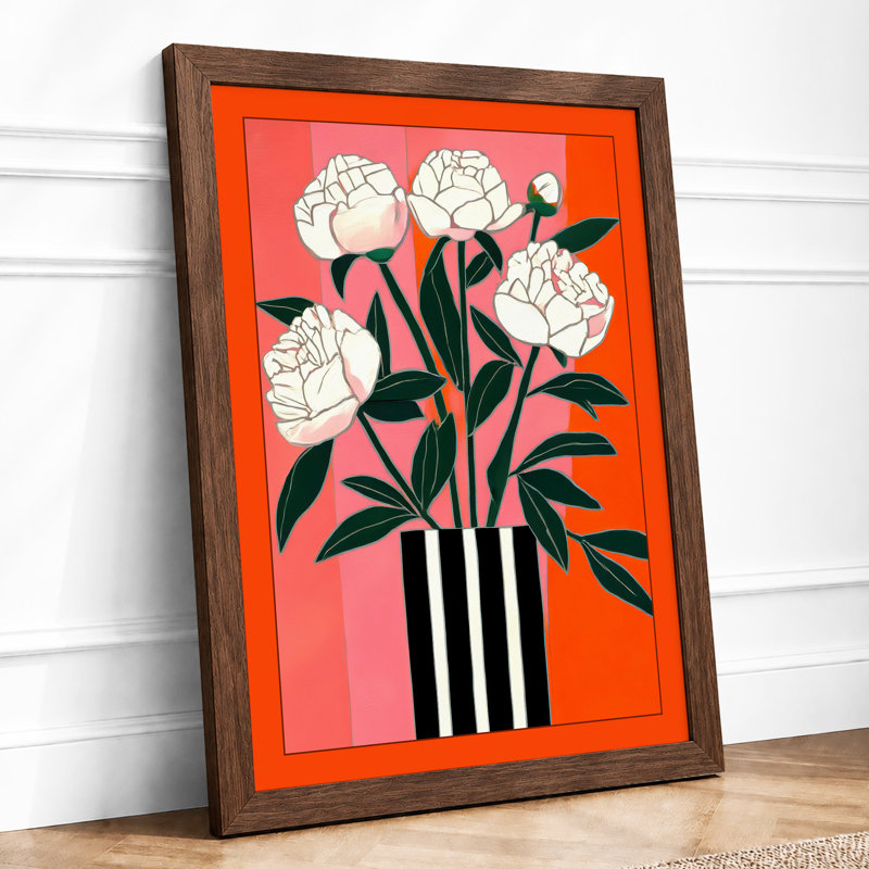 Contemporary Carnation Study Modern 1 Piece Single Picture Frame Wall Art, A3 - 42.0 x 29.7 cm, Walnut