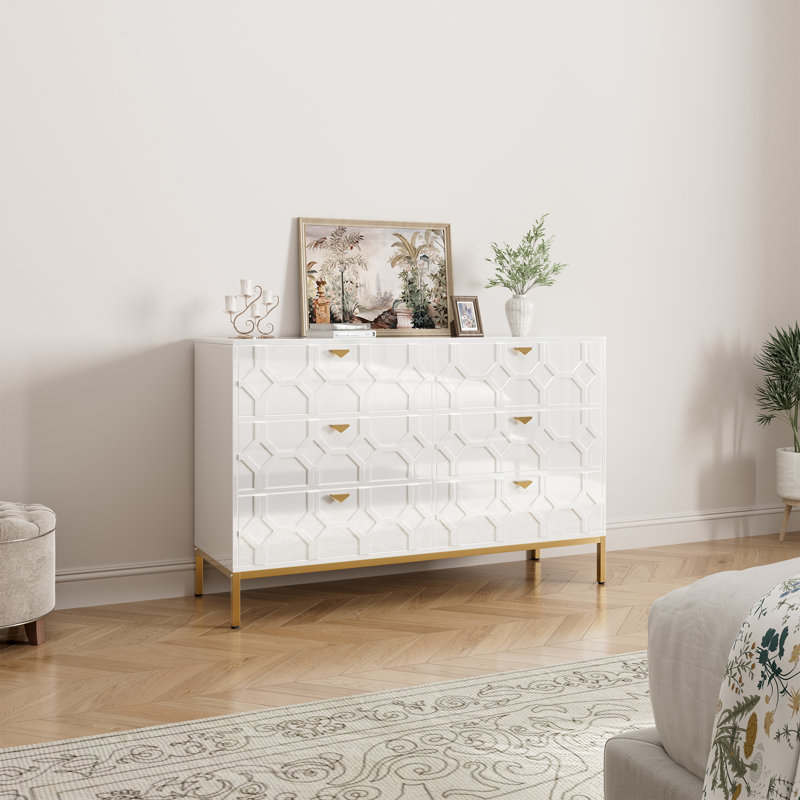 Bailes High Gloss MDF 6 - Drawer Accent Chest, White