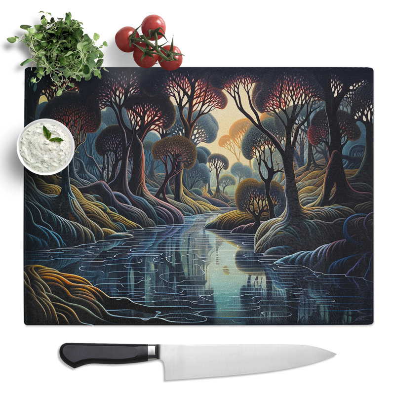 River Art Deco  Glass Chopping Board