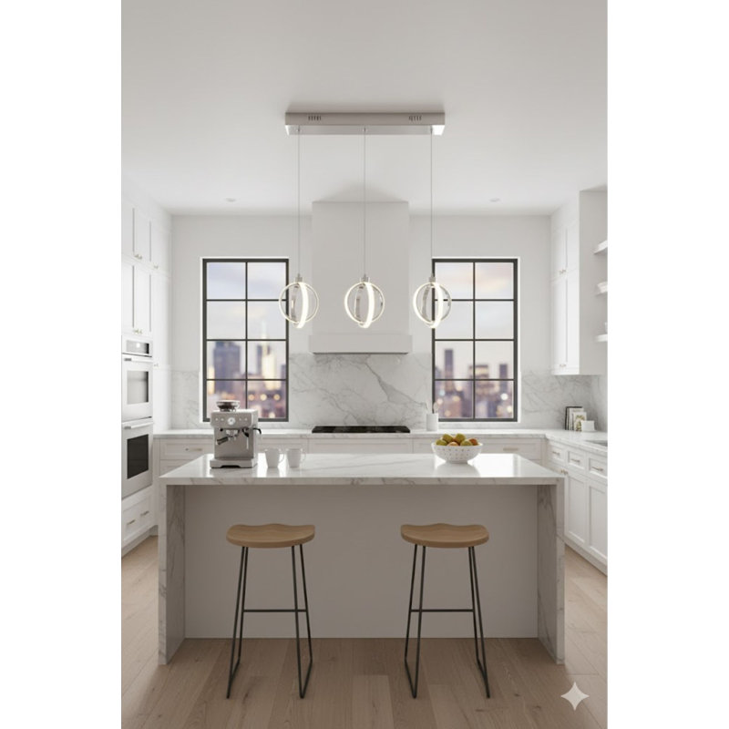 Luminaire suspendu chromé à 3 lumières Lepper